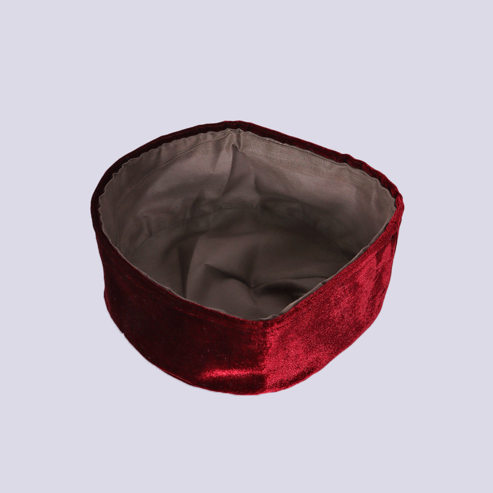 Plain Maroon Velvet Cap