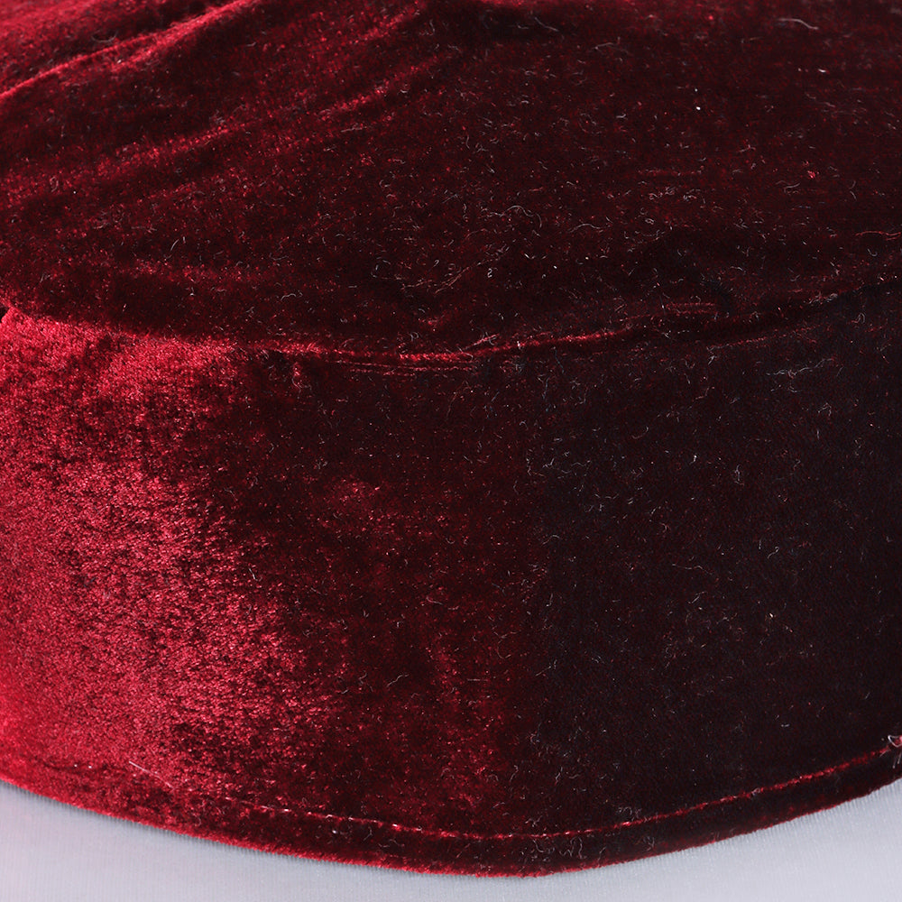 Plain Maroon Velvet Cap