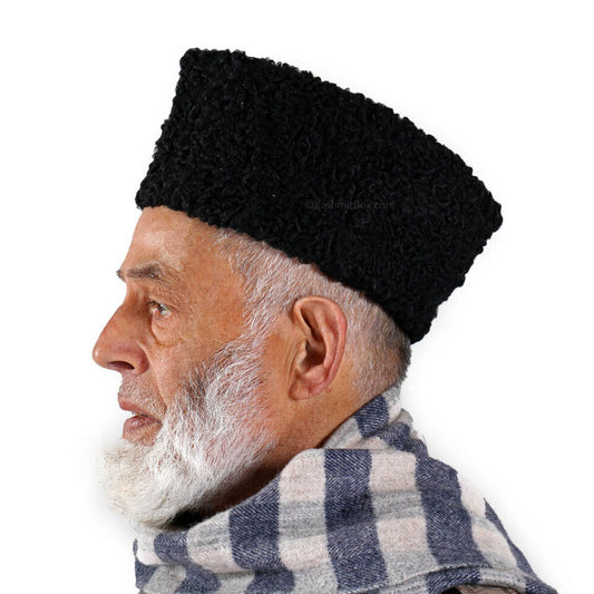 Black Karakul Cap | Traditional Wool Hat | Handmade Jinnah Cap | Winter Men’s Hat | Vintage Fur Style Topi