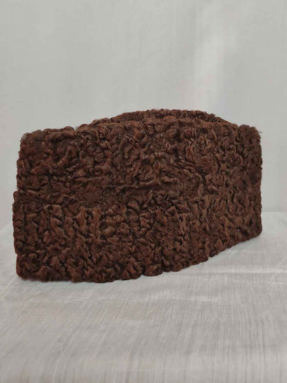 Dark Brown Karakul Cap | Traditional Wool Hat | Handmade Jinnah Cap | Winter Men’s Hat | Vintage Fur Style Topi