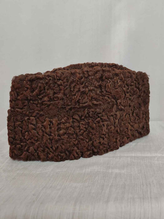 Dark Brown Karakul Cap | Traditional Wool Hat | Handmade Jinnah Cap | Winter Men’s Hat | Vintage Fur Style Topi