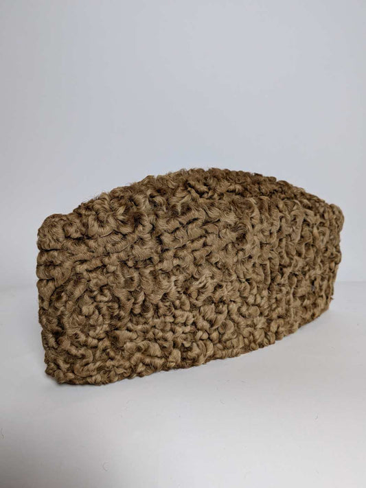 Premium Golden Brownish Karakul Cap | Winter Men’s Hat | Handmade Jinnah Cap | Vintage Fur Topi | Traditional Wool Hat